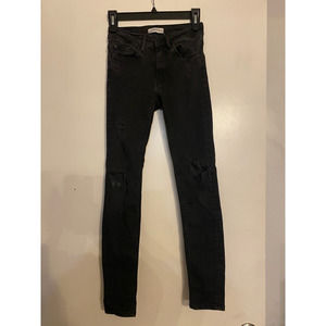Zara Womens Slim Skinny Jeans Black Dark Wash Mid Rise Denim 2
